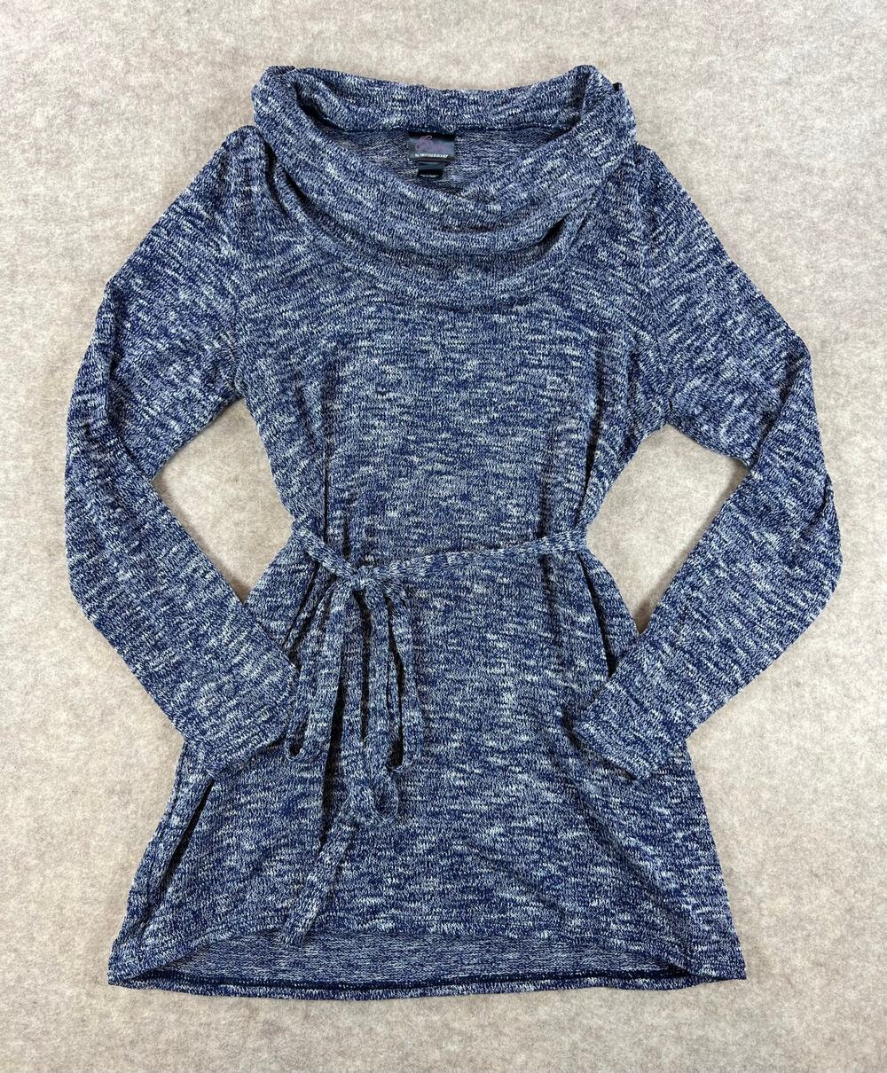 Oh Baby by Motherhood Maternity Space Dye Blue Lightweight Sweater Tie Waist L